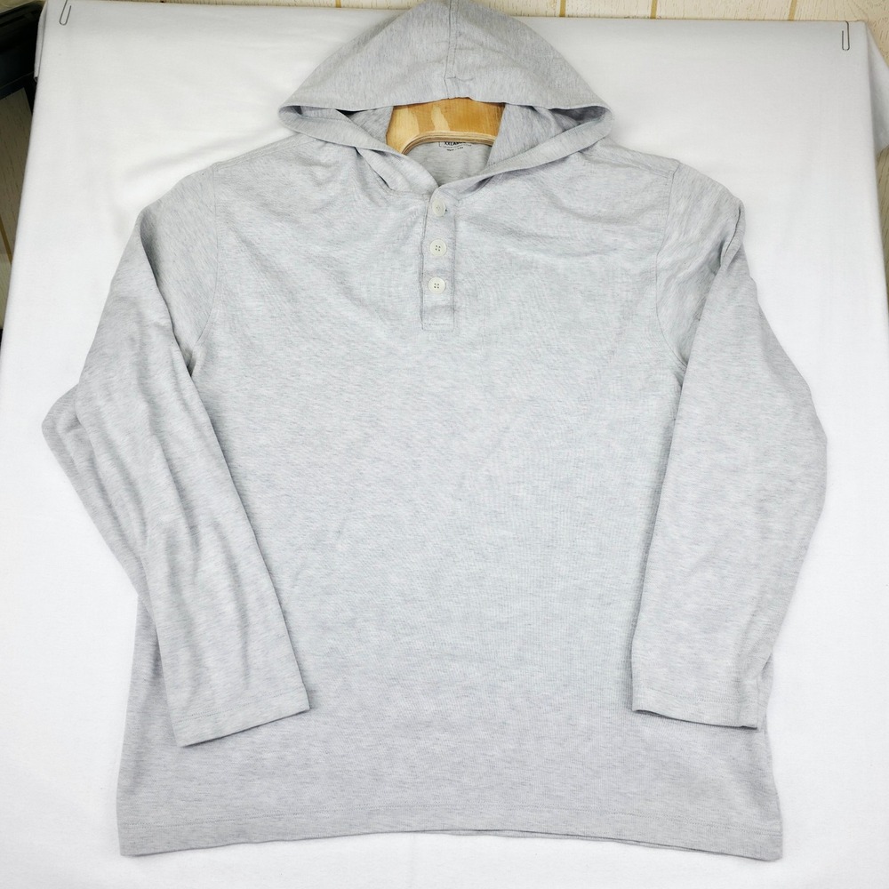 Mizzen + Main Hoodie Men's XXL Gray Henley Performance Long Sleeve Cotton Blend